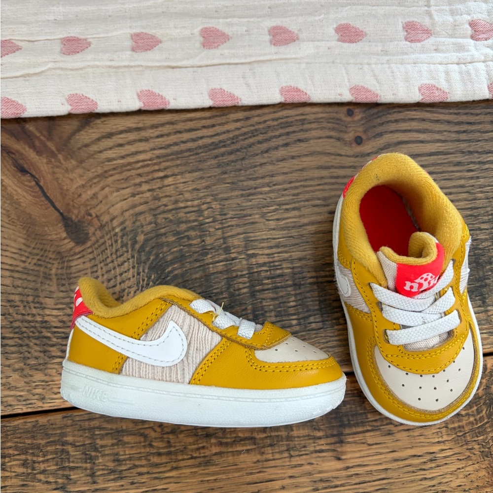 Nike Air Force 1 Yellow and White Crib Shoes
